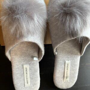 Saks Fifth Avenue house slippers.